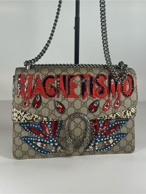 RARE Authentic Gucci Dionysus Python Embroidered GG Crossbody Bag Magnetismo